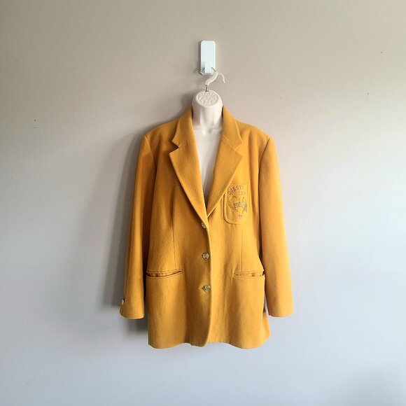 Vintage 1992 Cento x Cento by Iceberg virgin wool made in Italy yellow blazer. - Picture 3 of 16